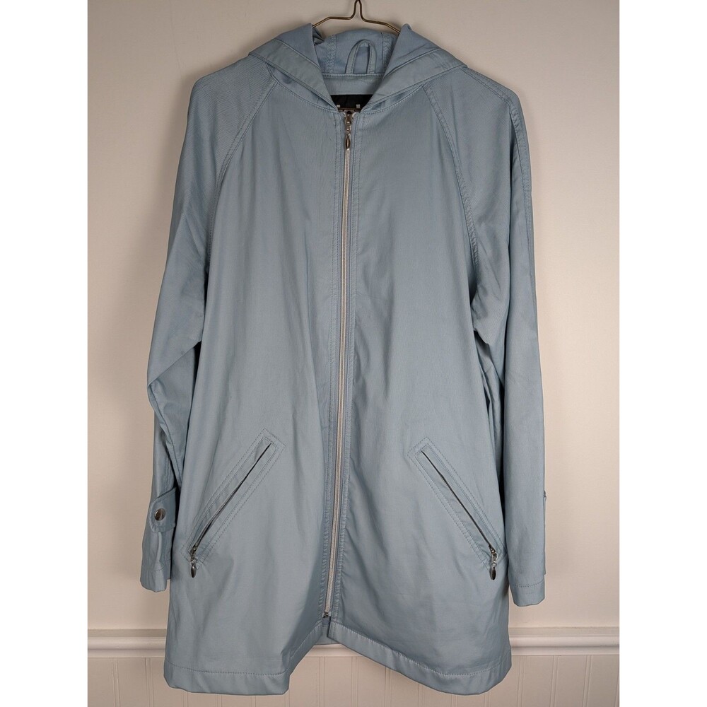 The Totes Coat Rain Jacket Lightweight Hooded Long Sleeve Blue Size Medium